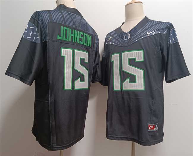 Men%27s Oregon Ducks #15 Tez Johnson Black 2024 F.U.S.E. Stitched Jersey